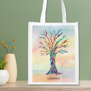 Personalised Rainbow Tree Reusable Grocery Bag