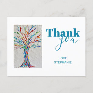 Personalised Rainbow Tree Thank You Postcard