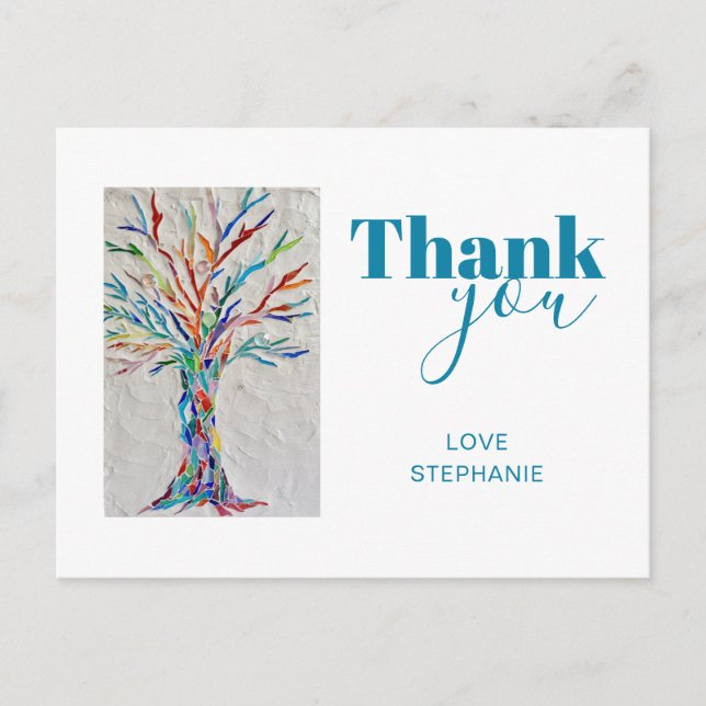 Personalised Rainbow Tree Thank You  Postcard (Front)