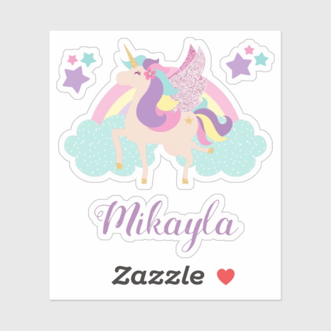 Personalised Rainbow Unicorn Cute Colourful (Sheet)