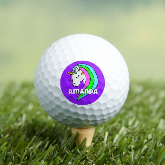Personalised Rainbow Unicorn Golf Balls (Insitu Tee)