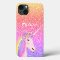 Personalised Rainbow Unicorn Pink Glitter 