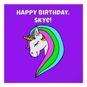Personalised Rainbow Unicorn Poster