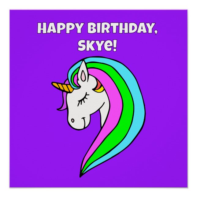 Personalised Rainbow Unicorn Poster (Front)