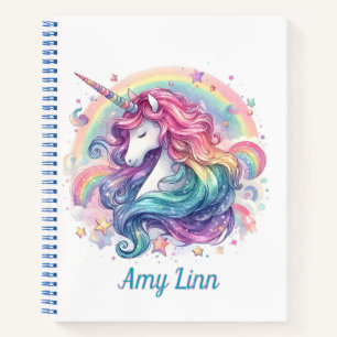 Personalised Rainbow Unicorn Sketch  Notebook