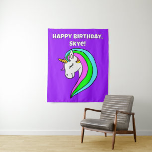 Personalised Rainbow Unicorn Tapestry