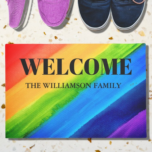 Personalised Rainbow Welcome  Doormat (Creator Uploaded)