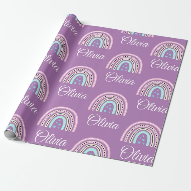 Personalised  Rainbow  Wrapping Paper Sheets (Unrolled)