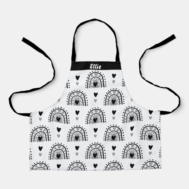 Personalised Rainbows Hearts For Girls Apron (Front)