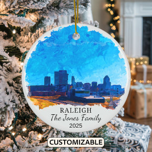 Personalised Raleigh Ornament, North Carolina Ceramic Ornament