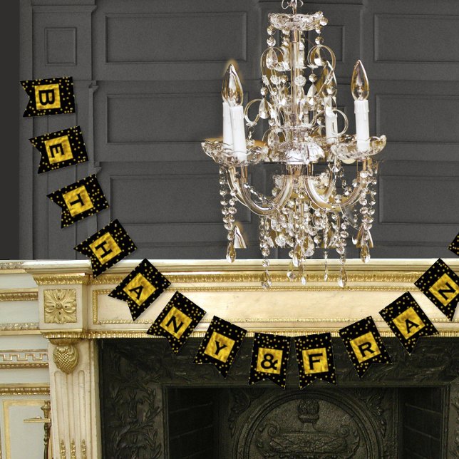 Personalised Random Gold Dot Patten Wedding Bunting (Creator Uploaded)