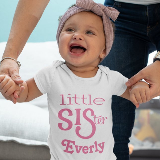 Personalised Raspberry Pink Little Sister Baby T-Shirt (Creator Uploaded)