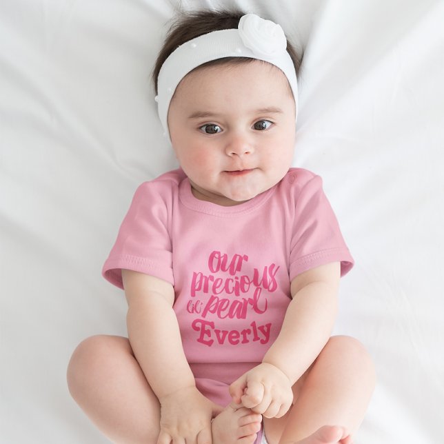 Personalised Raspberry Pink Precious Pearl Baby Bodysuit (Creator Uploaded)