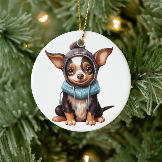 Personalised Rat Terrier Dog Ceramic Ornament (Tree)