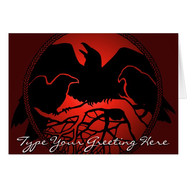 Personalised Raven Cards Cool Crow Art Cards (Front Horizontal)