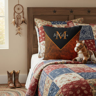 Personalised rawhide look cushion