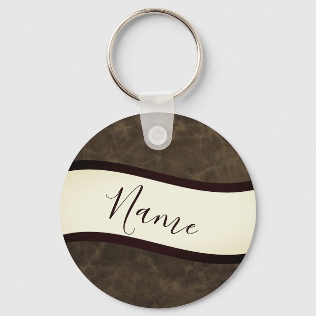 Personalised rawhide look key ring (Front)