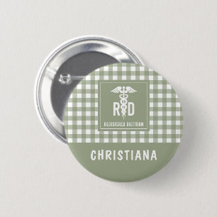 Personalised RD Registered Dietician Plaid Pattern 6 Cm Round Badge