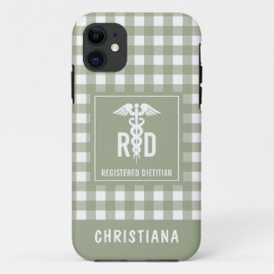 Personalised RD Registered Dietician Plaid Pattern iPhone 11 Case