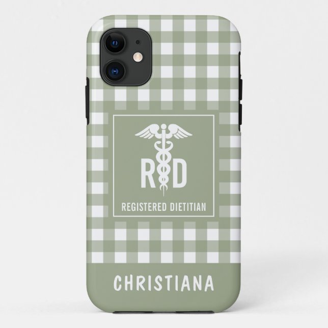 Personalised RD Registered Dietician Plaid Pattern Case-Mate iPhone Case (Back)
