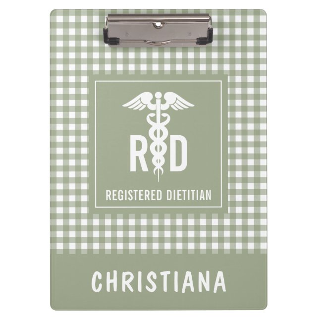 Personalised RD Registered Dietician Plaid Pattern Clipboard (Front)