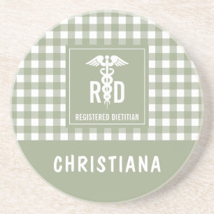Personalised RD Registered Dietician Plaid Pattern Coaster