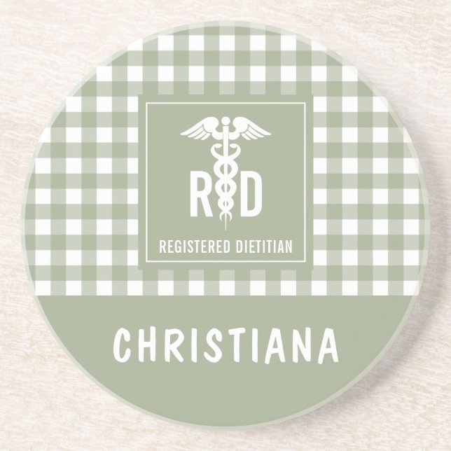 Personalised RD Registered Dietician Plaid Pattern Coaster (Front)