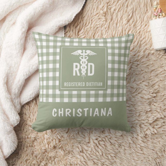Personalised RD Registered Dietician Plaid Pattern Cushion (Blanket)