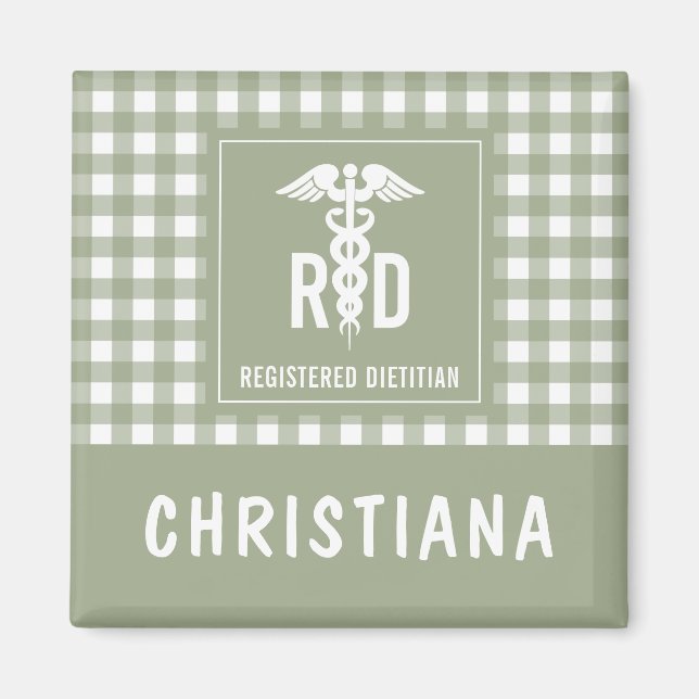 Personalised RD Registered Dietician Plaid Pattern Magnet (Front)