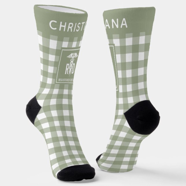 Personalised RD Registered Dietician Plaid Pattern Socks (Angled)