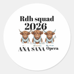 Personalised RDH Highland Cow Graduation Gift Cu Classic Round Sticker