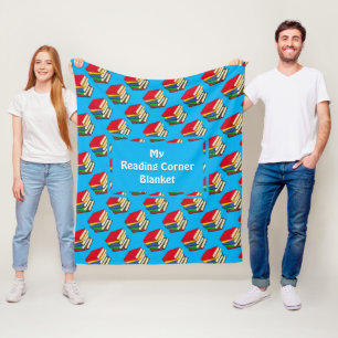 Personalised READING CORNER BOOKS Cyan Fleece Blanket