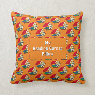 Personalised READING CORNER BOOKS Orange Cushion