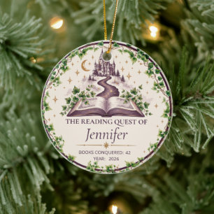 Personalised Reading Quest Fantasy Reader Keepsake Ceramic Ornament