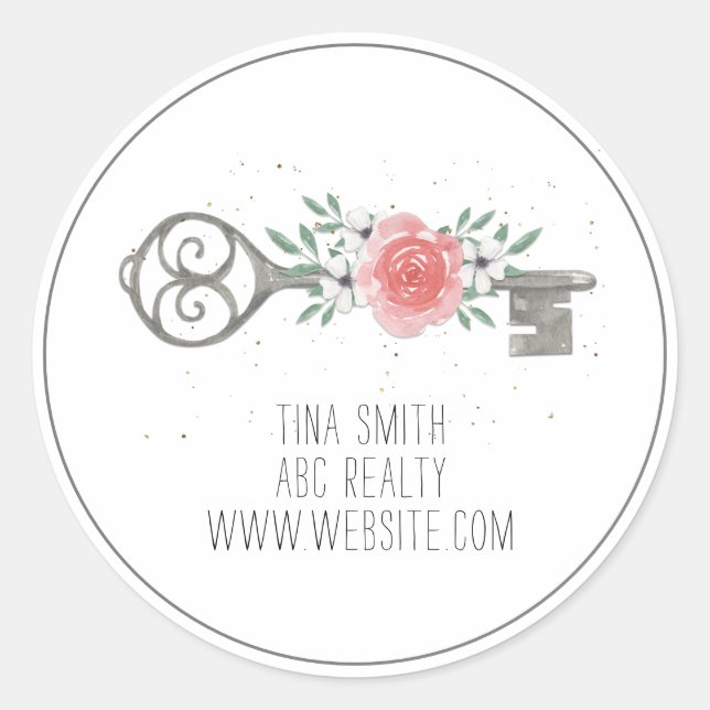 Personalised  Real Estate Agent Classic Round Sticker (Front)