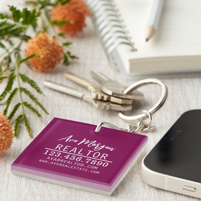 Personalised Real Estate Agent Gift Key Ring (Front Right)