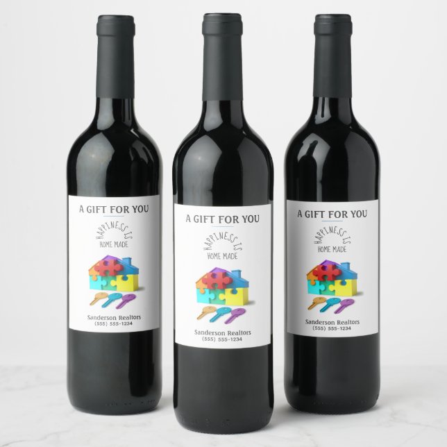 Personalised Real Estate Agent  Wine Label (Bottles)