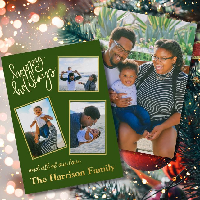 Personalised Real Foil Happy Holidays Family Photo Foil Holiday Card (Creator Uploaded)
