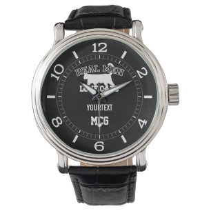 Personalised Real Men Love Cats White Silhouette Watch