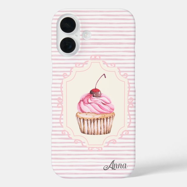 Personalised Real Shabby chic cupcake 70s Pink Case-Mate iPhone Case (Back)