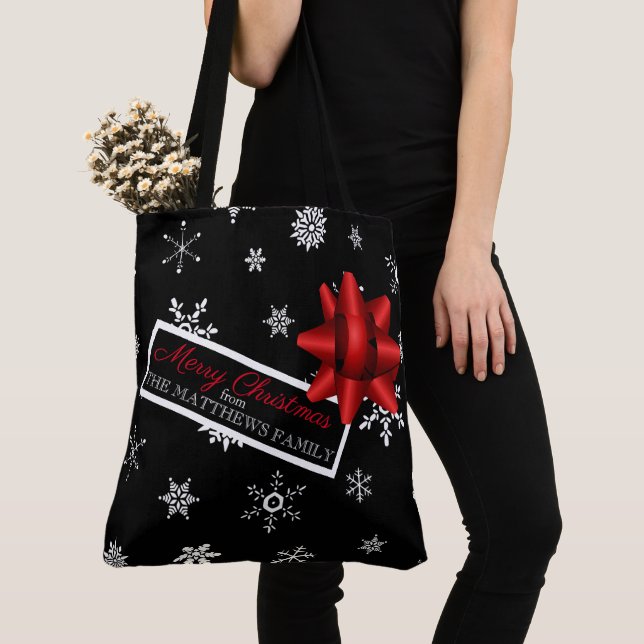 Personalised Realistic Simulated Christmas Gift Tote Bag (Close Up)