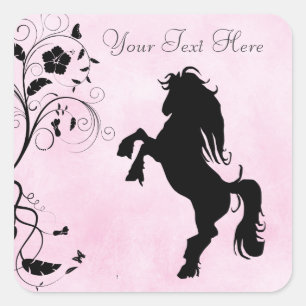 Personalised Rearing Horse and Flowers Stickers