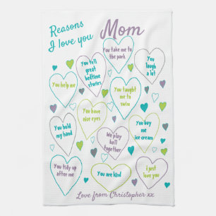 Personalised Reasons I Love Mum Tea Towel