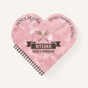 Personalised Recipe Book, Heart Shaped Recipe Notebook
