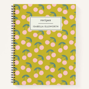 Personalised Recipe Cherries Retro Kitchen Family Notebook