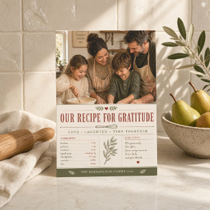 Personalised Recipe for Gratitude Thanksgiving Holiday Card