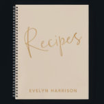 Personalised Recipe Journal in Beige and Gold<br><div class="desc">Stay organised in style with this personalised recipe journal in beige and golden text. This chic journal allows you to add your name for a custom touch. Inside, you'll find plenty of recipe pages to fill out, making it the perfect gift for home cooks, bakers, or anyone who loves to...</div>