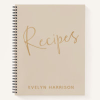 Personalised Recipe Journal in Beige and Gold