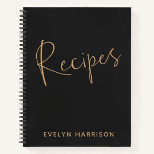 Personalised Recipe Journal in Black and Gold