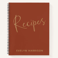 Personalised Recipe Journal in Burnt Orange Gold